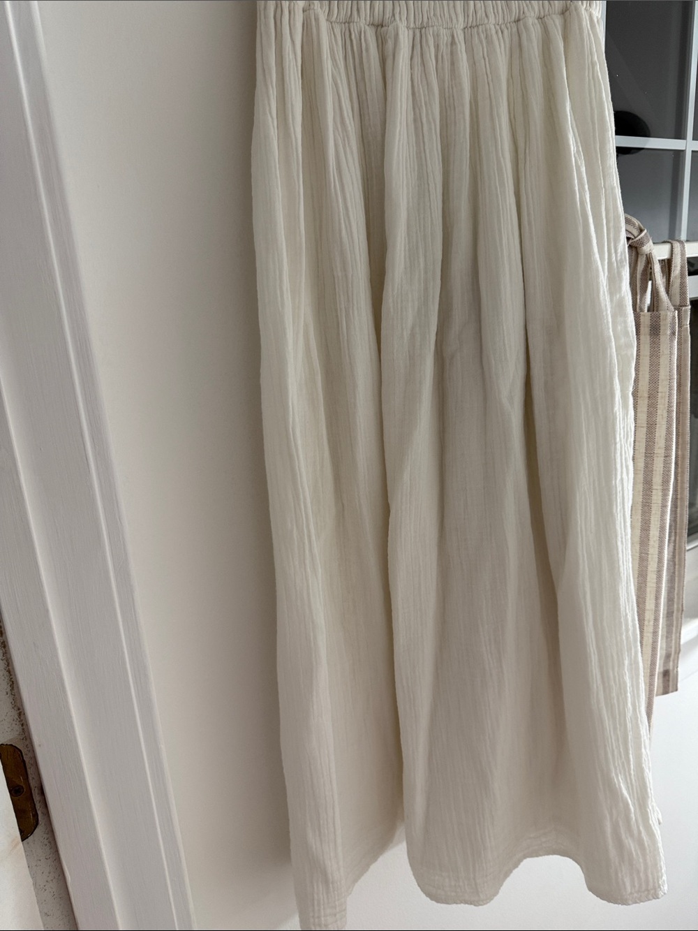Z Supply Off-White Maxi Skirt with Elastic Gathered Waist
